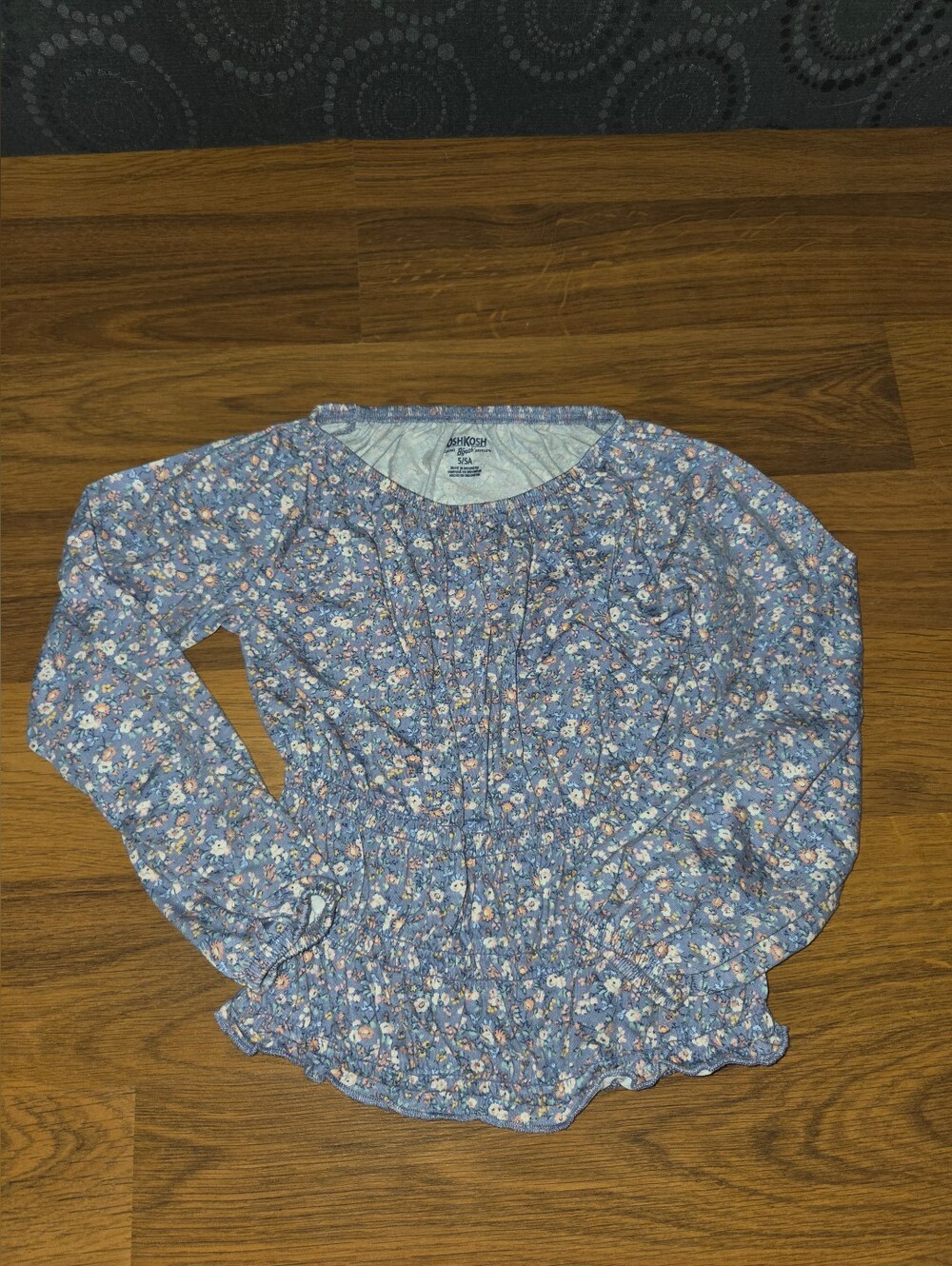 OshKosh B'gosh Blue Floral Long Sleeve Peplum Top